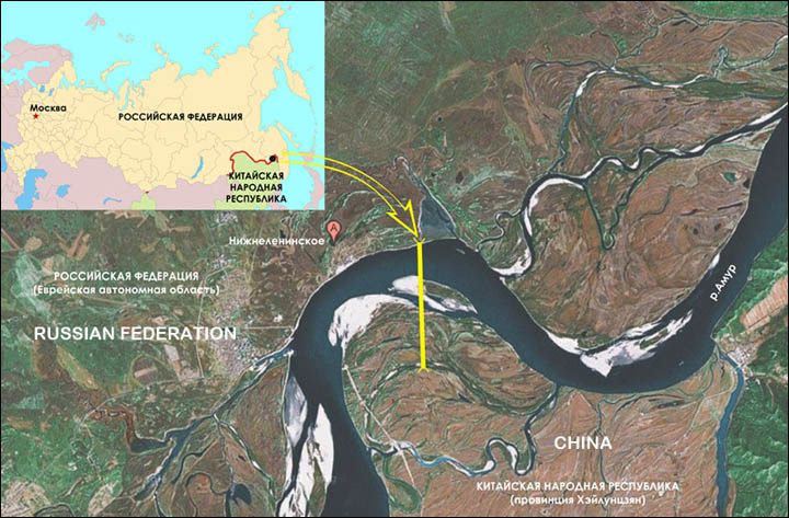 Map of the project of the bridge across Amur