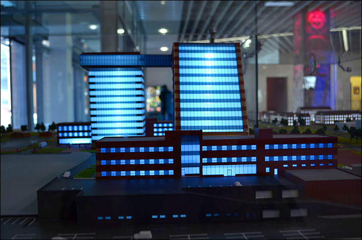 Model of technopark in blue light