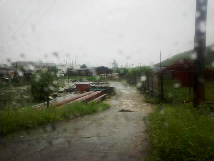 Flooded road Magadan