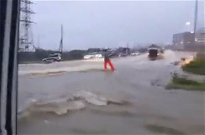 Surfing in flooded Magadan