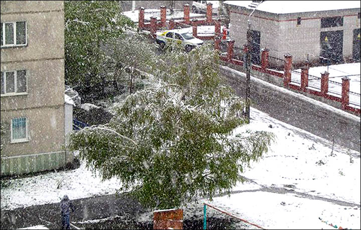 snow in May in Siberia