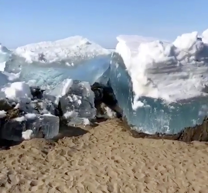 Ice tsunami in the extreme north of Russia means summer is finally here 