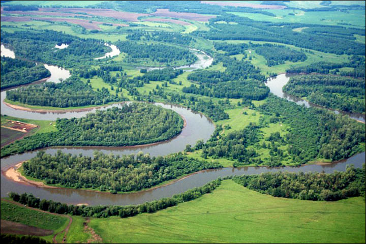 General view on Abakan river near the site