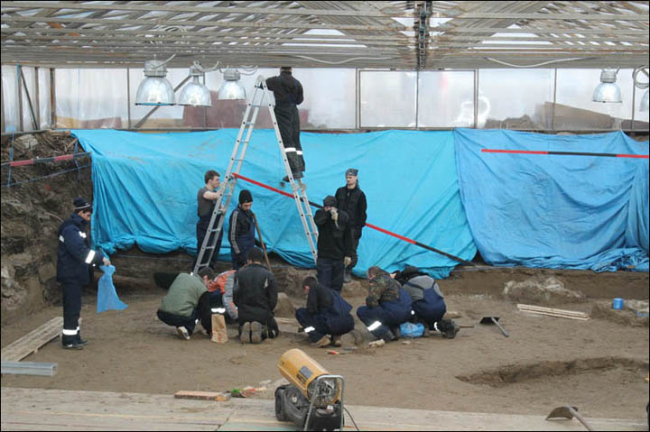 Archaeologists working on the site