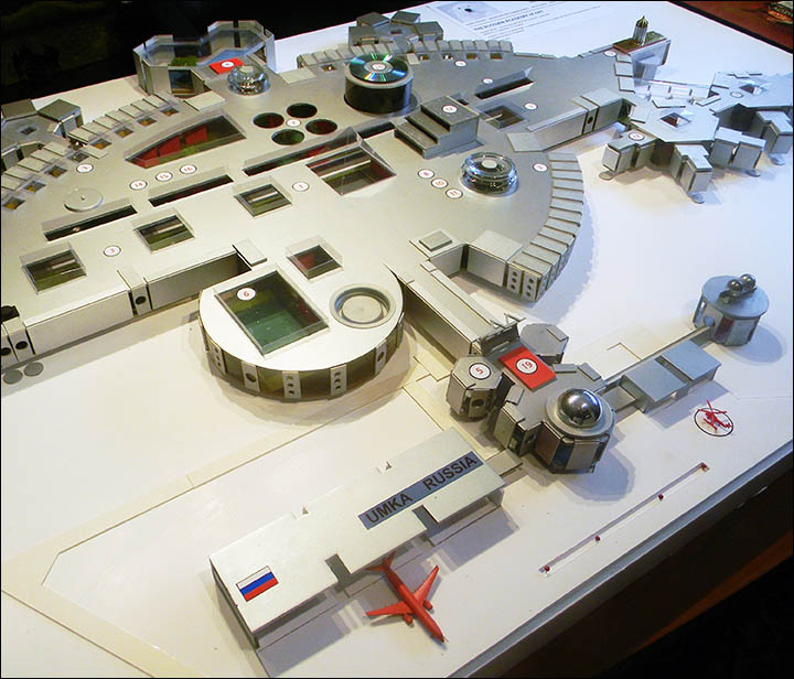 Designs are based on the International Space Station, but it is vast by comparison - just short of a mile long and 800 yards wide