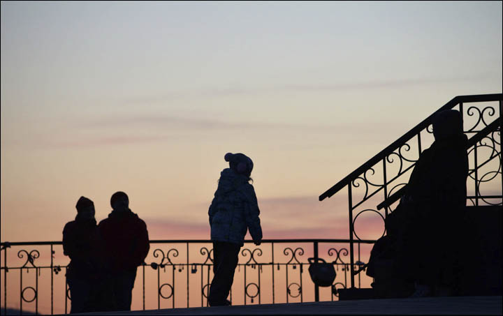Children playing near the Chapel in Krasnoyarsk