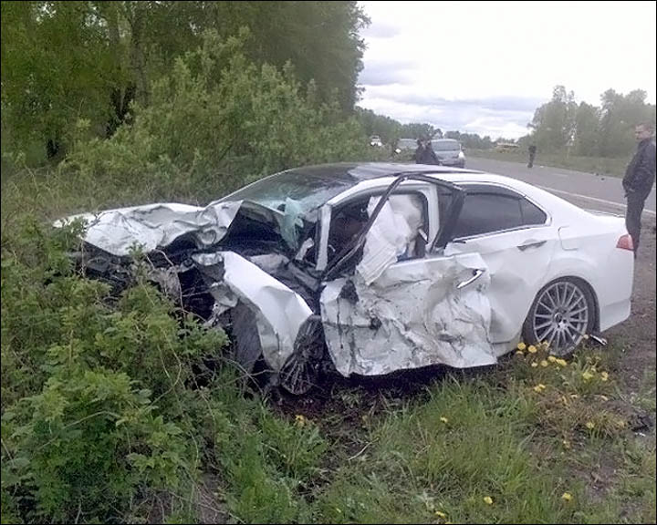 Smashed car of Nikolay Khrenkov