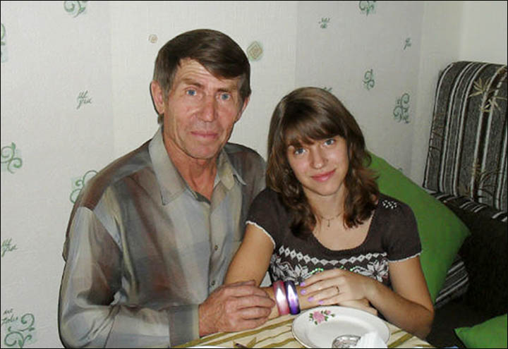 Vtalina and her granddad Mikhail