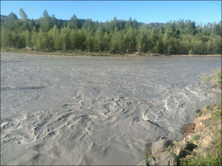 Polluted Ulba river