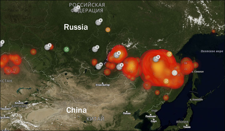 Wildfires map