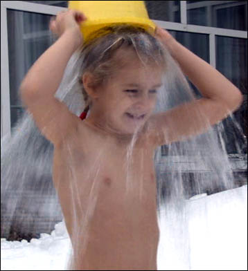 Icy outside showers for Siberian children