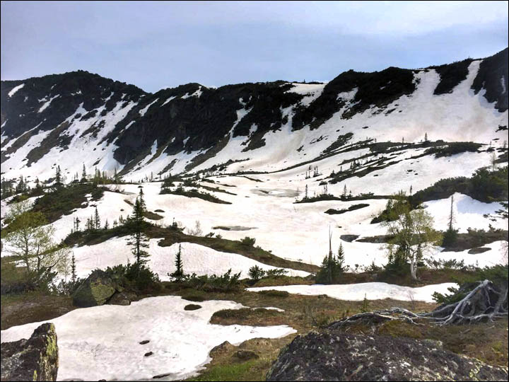 Snow in mountains