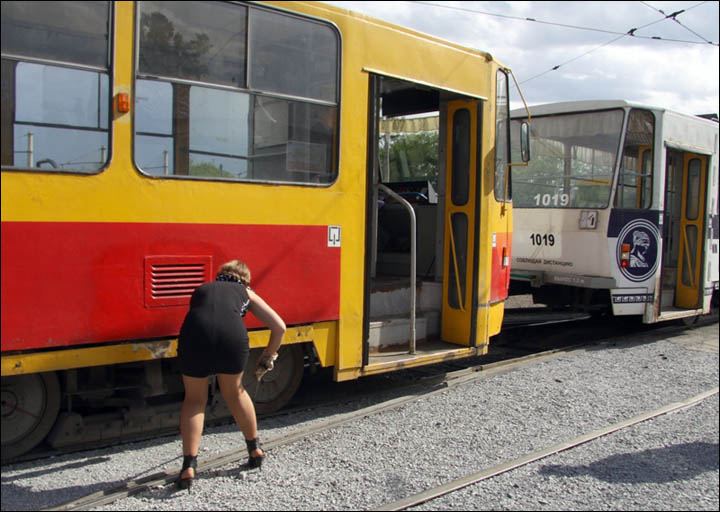 Stylish Barnaul tram driver