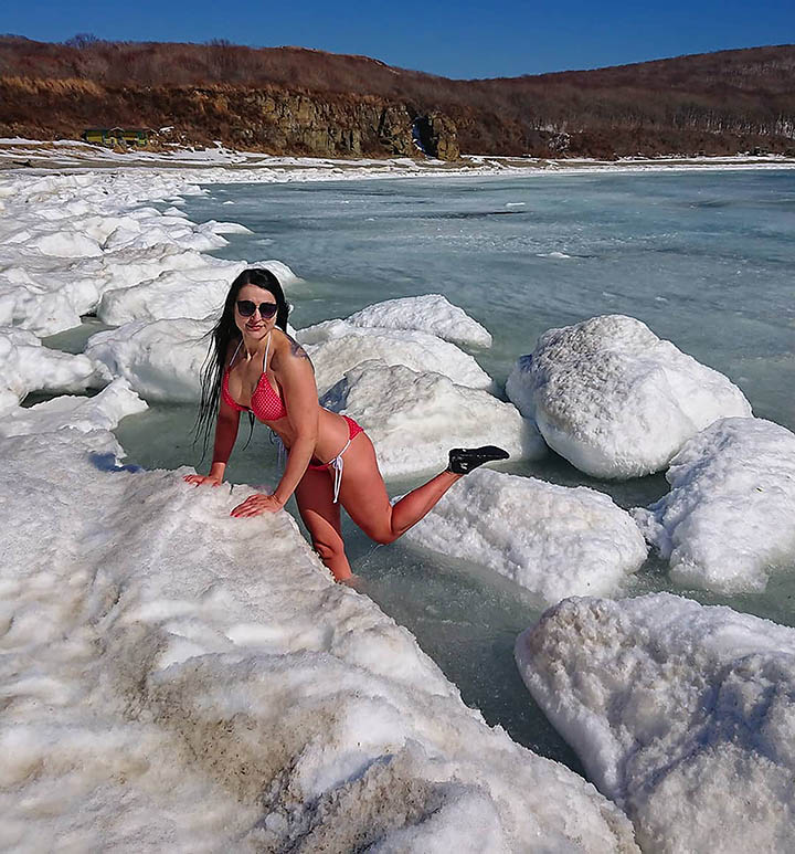 Glamorous cold swimmers