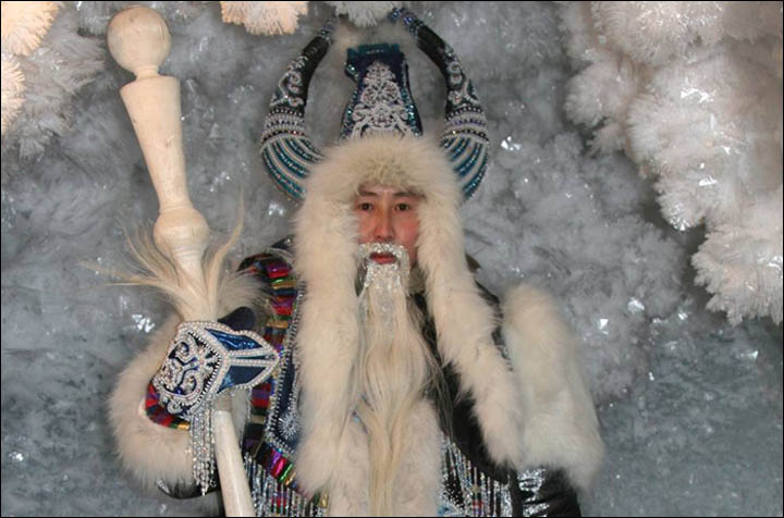 A brave swimmer peels off for a dip in an icy pool in Oymyakon, the coldest inhabited settlement in the world.  