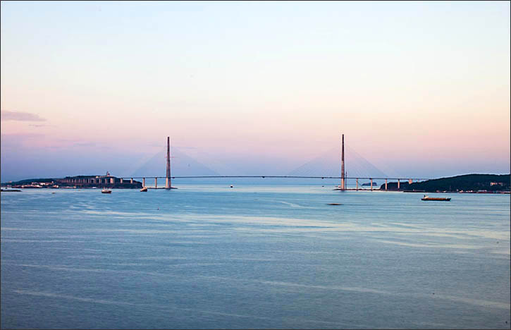 Siberia, Far East, bridge, island