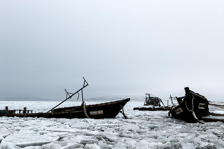 Photographer captures eerie graveyard of North Korean schooners scattered along the Russian coast