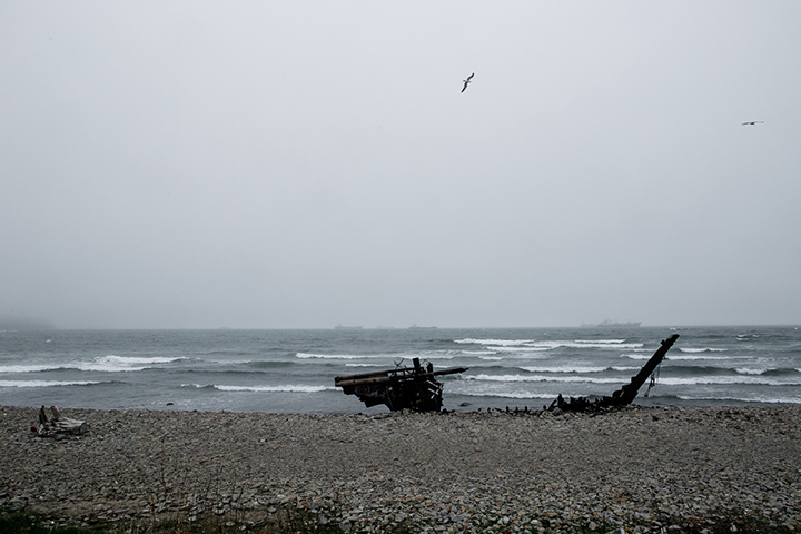 Photographer captures eerie graveyard of North Korean schooners scattered along the Russian coast