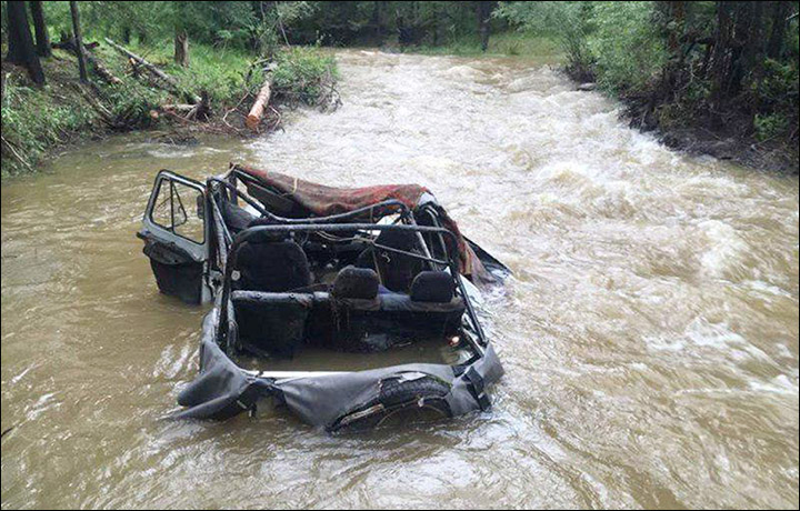Car in the river