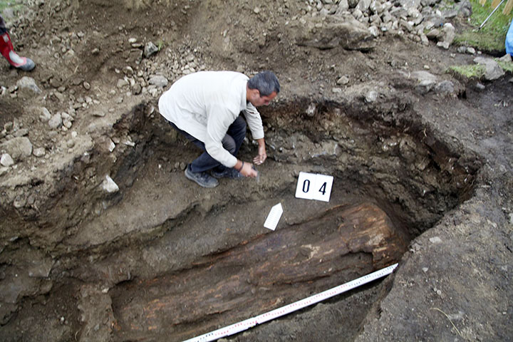 Wooden coffin where Amazon woman was buried