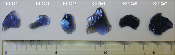 Obsidian flakes from Kolyma river