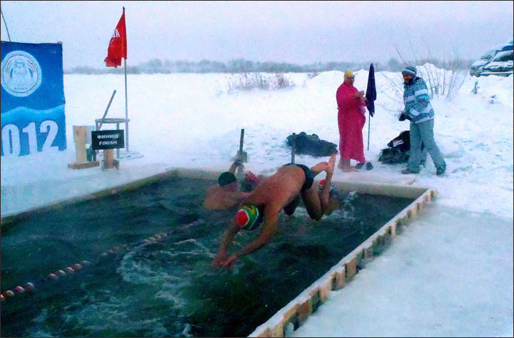 Ice swimming in Tyumen, Siberia, by Ram Barkai