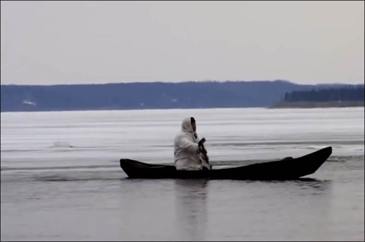 Man on the boat on Yenisey